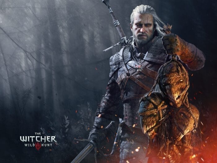 Game character from The Witcher 3 carrying weapon