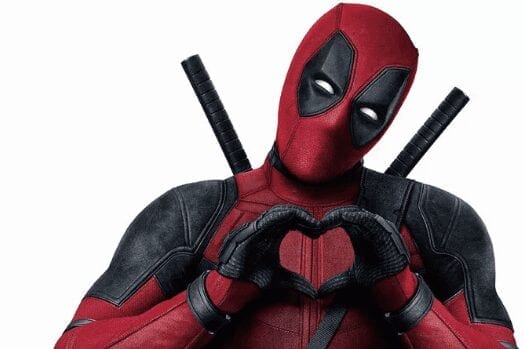 Deadpool making a heart sign