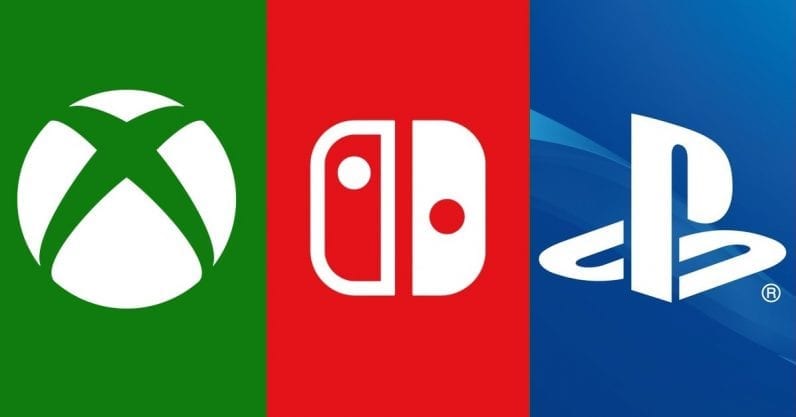 logos for xbox, ps and switch