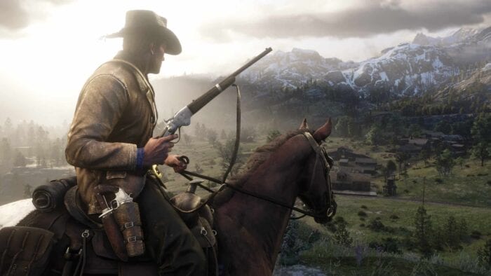 Arthur on a horse in RDR2