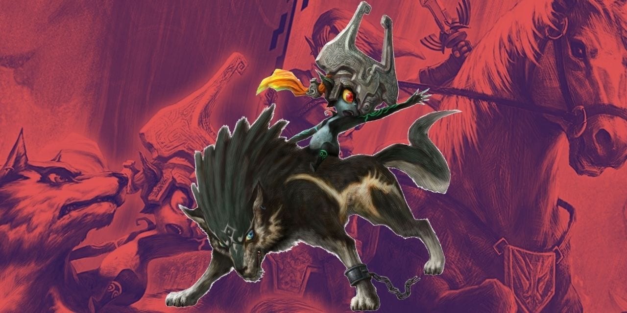 Midna, riding on top of Wolf Link 