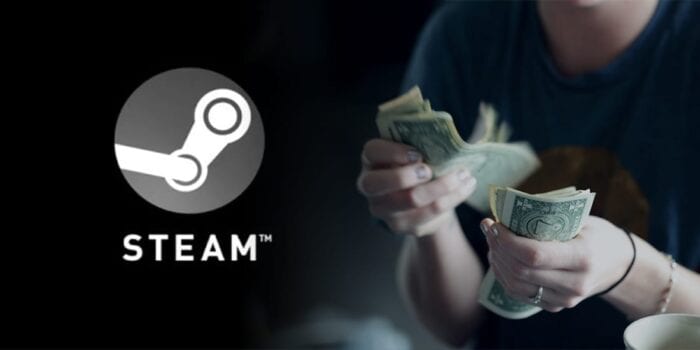 Steam logo next to cash being counted