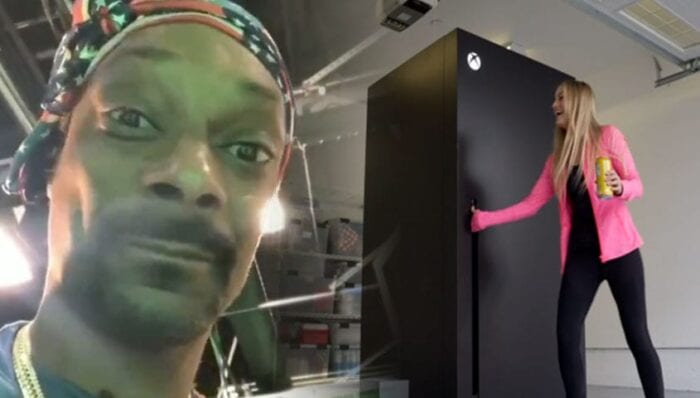 Snoop Dogg and iJustine with Xbox fridge