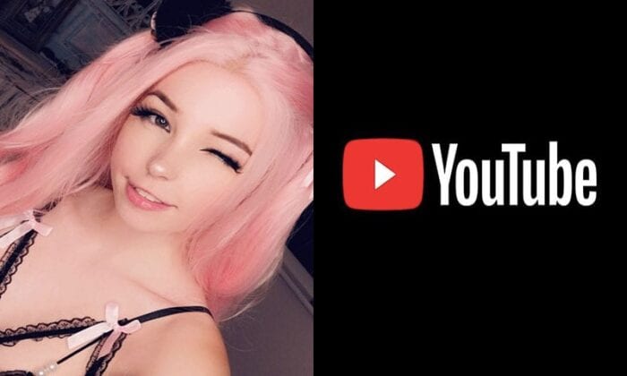 Belle Delphine beside Youtube logo