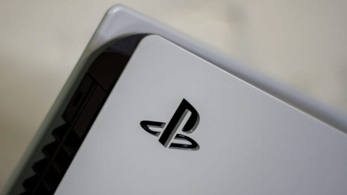 A close up of the PlayStation logo on the PS5