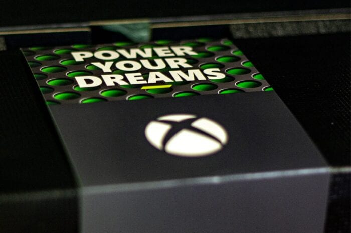 A close-up image of the Xbox Series X in its packaging.