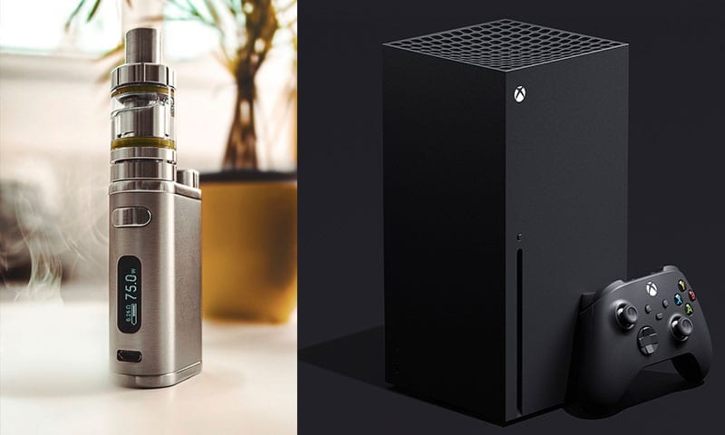 Vape pen next to Xbox