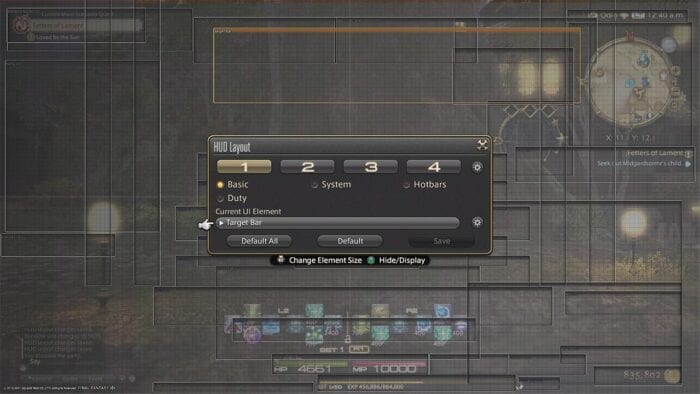 An image of the UI screen from Final Fantasy XIV after some adjustments have been done